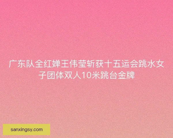 广东队全红婵王伟莹斩获十五运会跳水女子团体双人10米跳台金牌